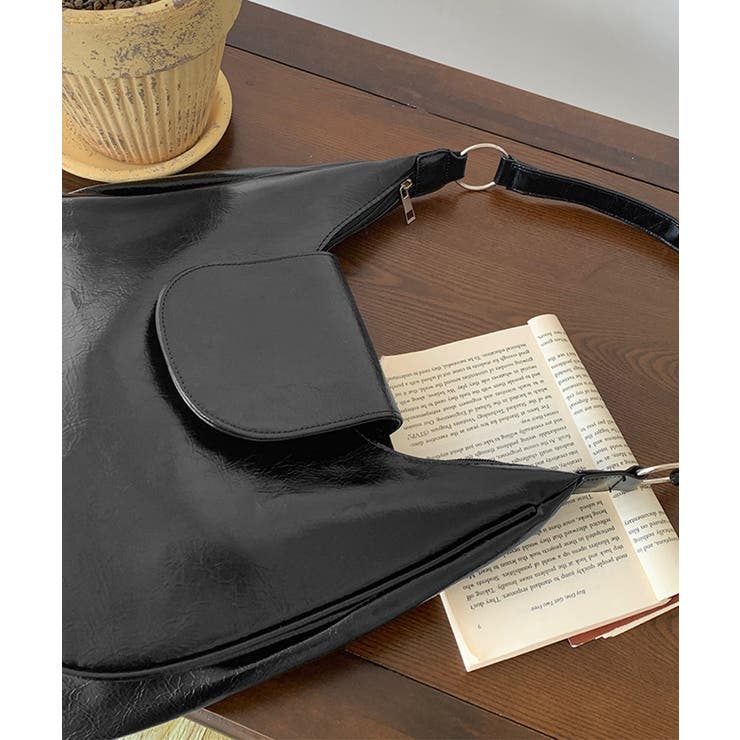 ホーボーバッグ黒フラップショルダーバッグ | SUNSHINE CLOSET | 詳細画像18 