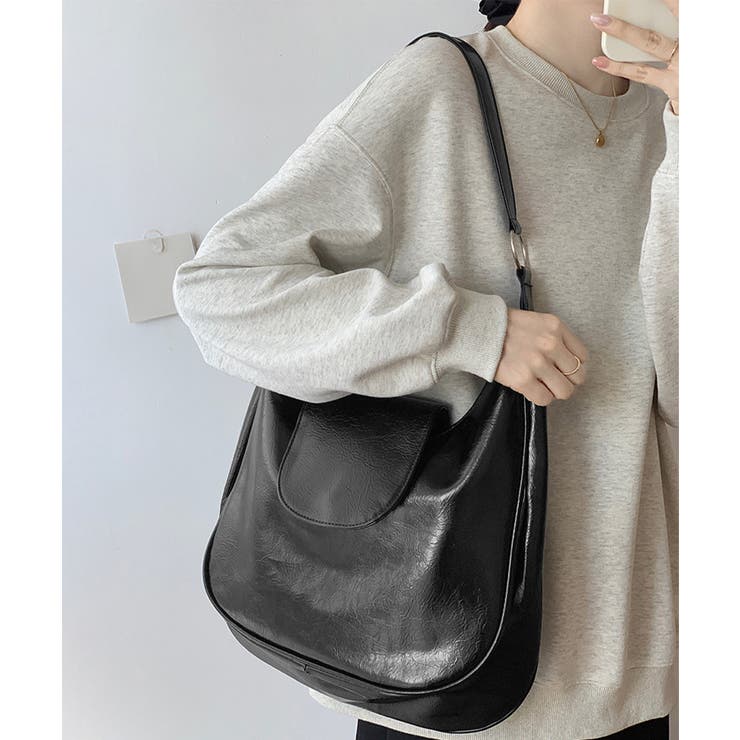 ホーボーバッグ黒フラップショルダーバッグ | SUNSHINE CLOSET | 詳細画像4 