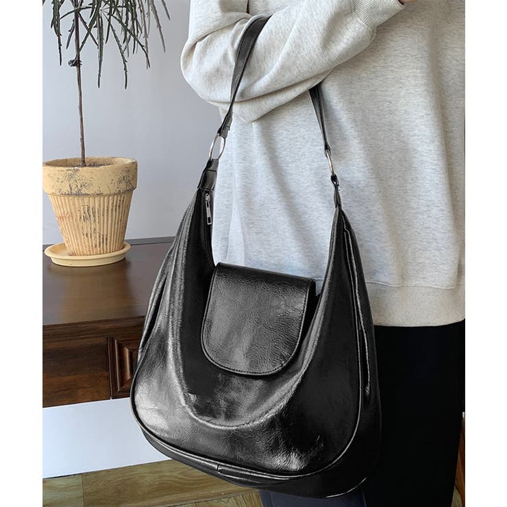 ホーボーバッグ黒フラップショルダーバッグ | SUNSHINE CLOSET | 詳細画像6 