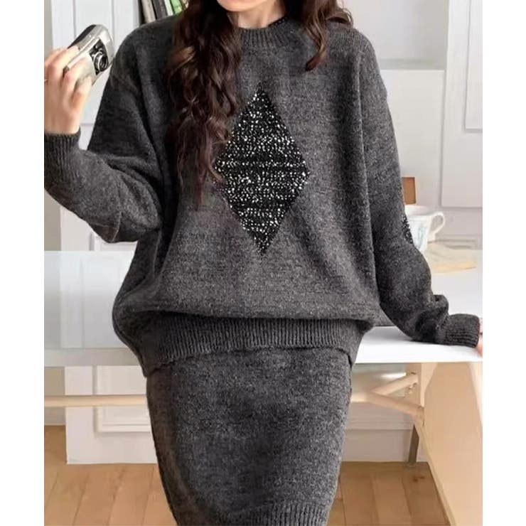 スパンコールニットセットアップ きれいめ | SUNSHINE CLOSET | 詳細画像4 