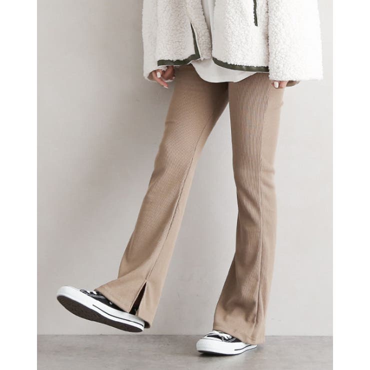 A*モカ | ワイドパンツ フレア リブパンツ | SUNSHINE CLOSET