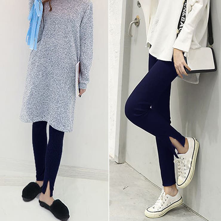 ストレッチサイドスリットリブレギンス 春 春服[品番