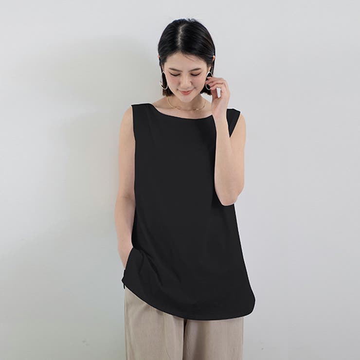 ロングタンクトップ サイドスリット 無地[品番：AGCW0005458