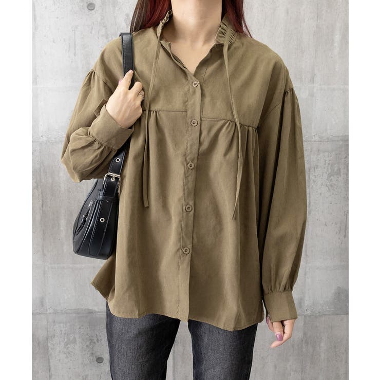 フリル衿ブラウス 長袖タックシャツ韓国風 | SUNSHINE CLOSET | 詳細画像13 