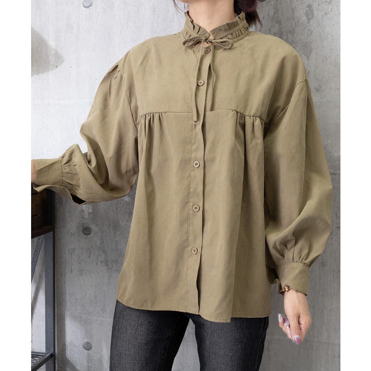 フリル衿ブラウス 長袖タックシャツ韓国風 | SUNSHINE CLOSET | 詳細画像16 