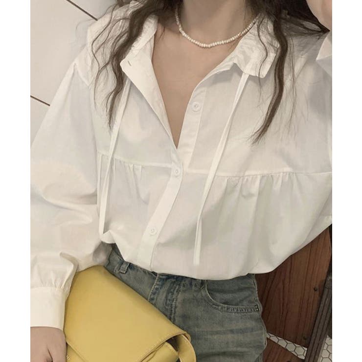 フリル衿ブラウス 長袖タックシャツ韓国風 | SUNSHINE CLOSET | 詳細画像3 