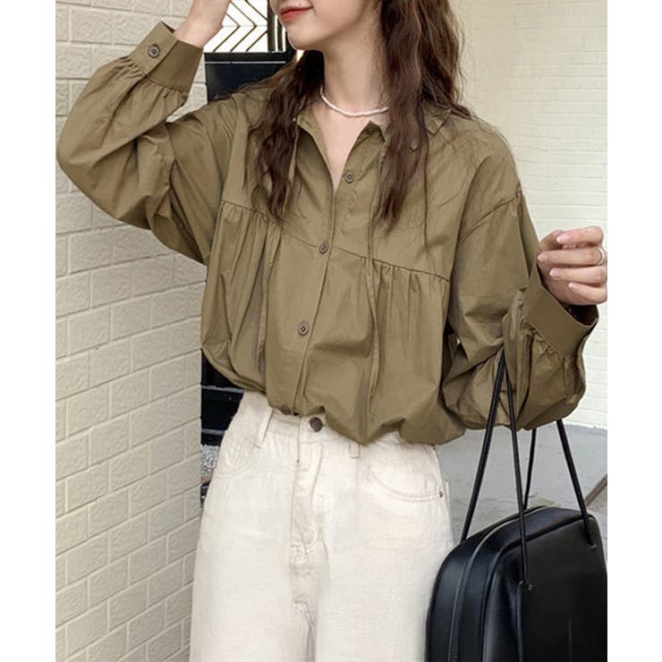 フリル衿ブラウス 長袖タックシャツ韓国風 | SUNSHINE CLOSET | 詳細画像8 