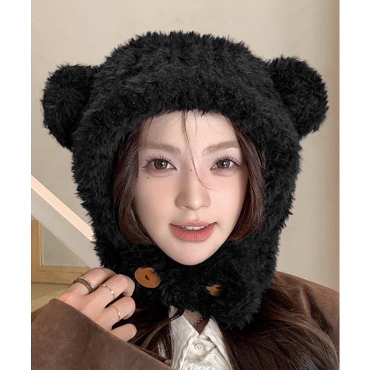 くま耳帽子韓国風ニットキャップファー帽子 | SUNSHINE CLOSET | 詳細画像1 