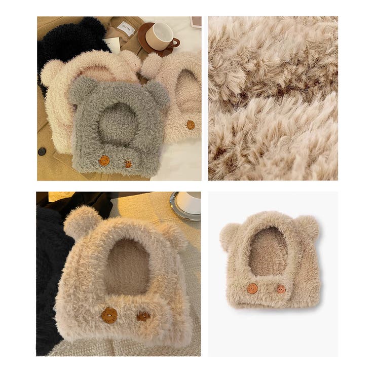 くま耳帽子韓国風ニットキャップファー帽子 | SUNSHINE CLOSET | 詳細画像17 