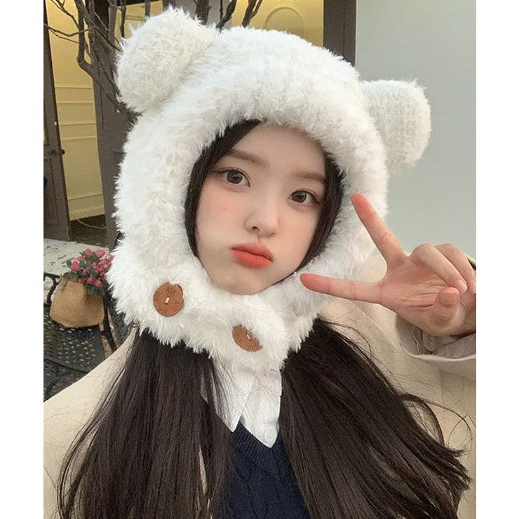 くま耳帽子韓国風ニットキャップファー帽子 | SUNSHINE CLOSET | 詳細画像4 