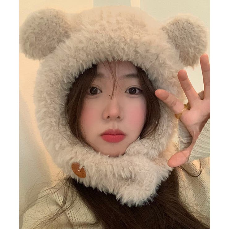 くま耳帽子韓国風ニットキャップファー帽子 | SUNSHINE CLOSET | 詳細画像8 