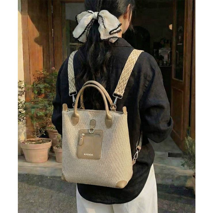 レディース大容量リュックサック柄ショルダー A4対応 通勤通学キャンバス鞄合皮切… | SUNSHINE CLOSET | 詳細画像6 