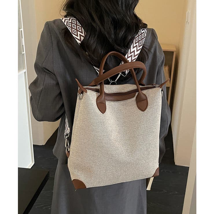 レディース大容量リュックサック柄ショルダー A4対応 通勤通学キャンバス鞄合皮切… | SUNSHINE CLOSET | 詳細画像9 
