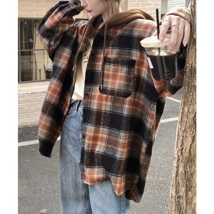 チェックフードシャツ レイヤード風シャツ | SUNSHINE CLOSET | 詳細画像10 