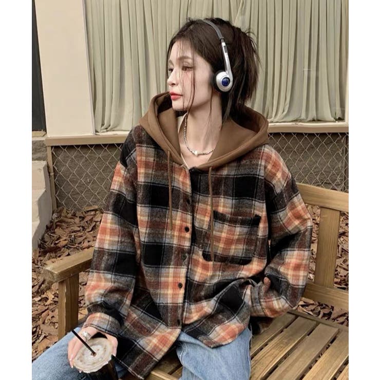 チェックフードシャツ レイヤード風シャツ | SUNSHINE CLOSET | 詳細画像13 