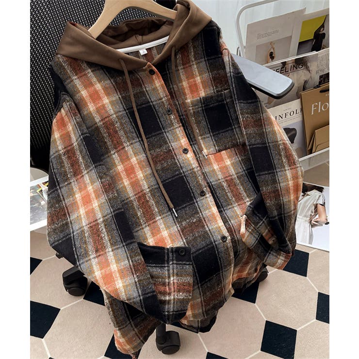 チェックフードシャツ レイヤード風シャツ | SUNSHINE CLOSET | 詳細画像15 