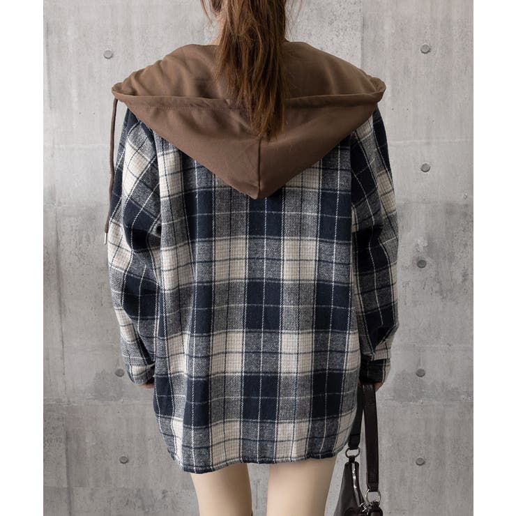 チェックフードシャツ レイヤード風シャツ | SUNSHINE CLOSET | 詳細画像22 