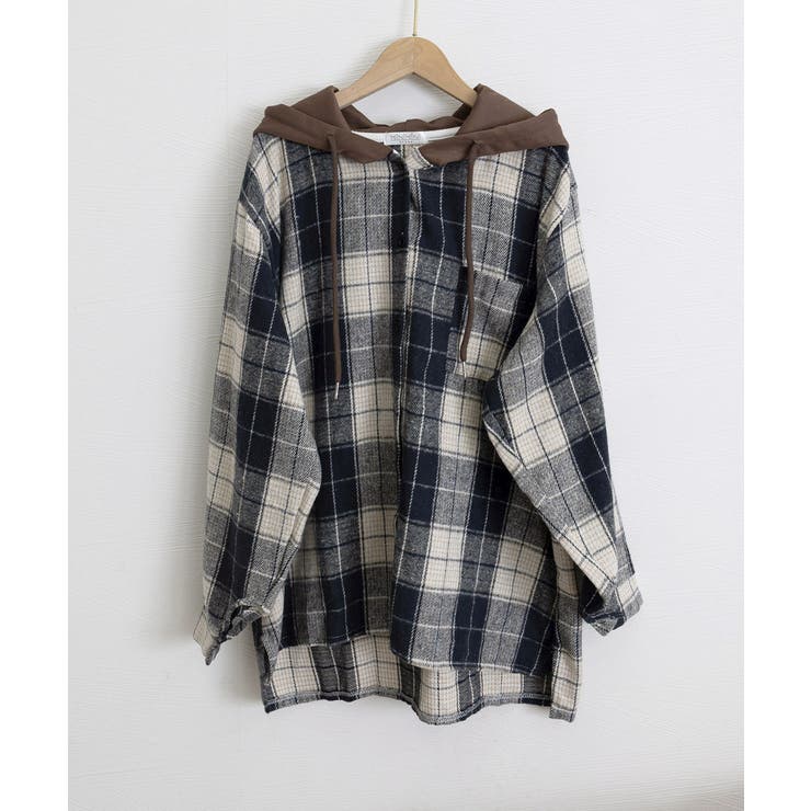 チェックフードシャツ レイヤード風シャツ | SUNSHINE CLOSET | 詳細画像23 