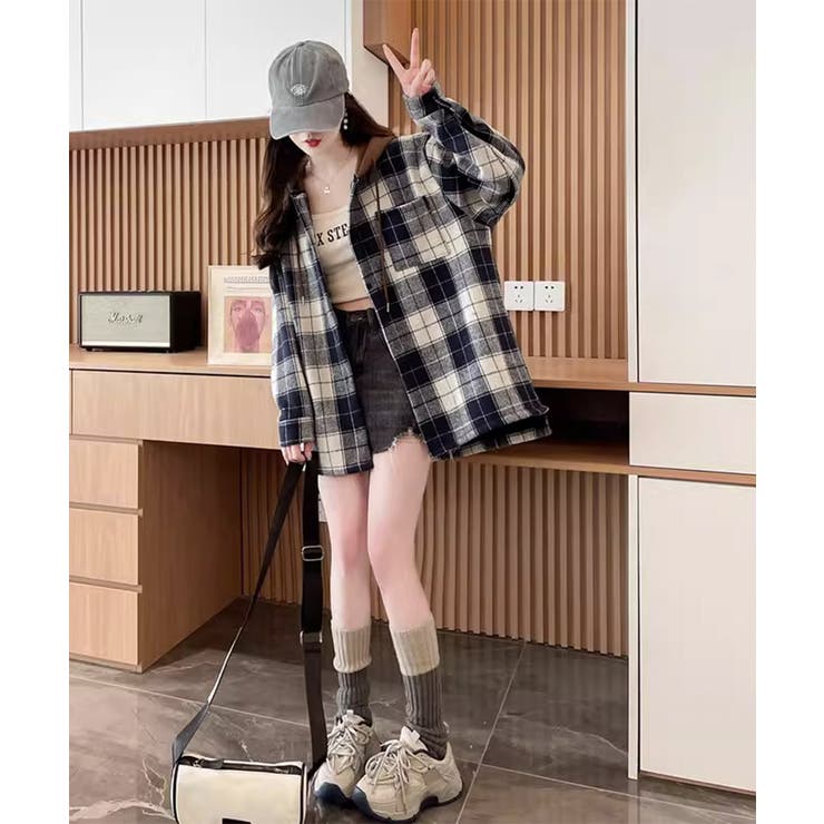 チェックフードシャツ レイヤード風シャツ | SUNSHINE CLOSET | 詳細画像6 