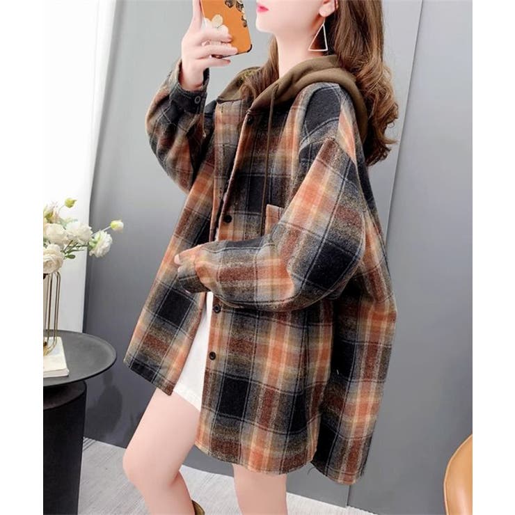 チェックフードシャツ レイヤード風シャツ | SUNSHINE CLOSET | 詳細画像7 