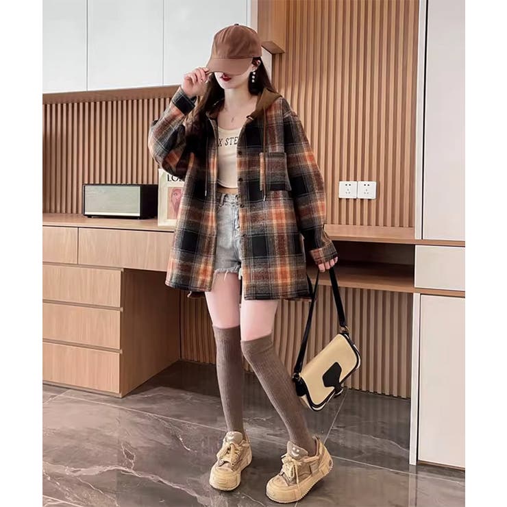 チェックフードシャツ レイヤード風シャツ | SUNSHINE CLOSET | 詳細画像9 