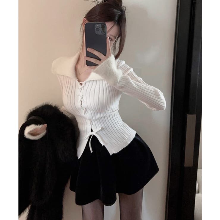 レースアップ リブニットトップス 着やせ | SUNSHINE CLOSET | 詳細画像7 