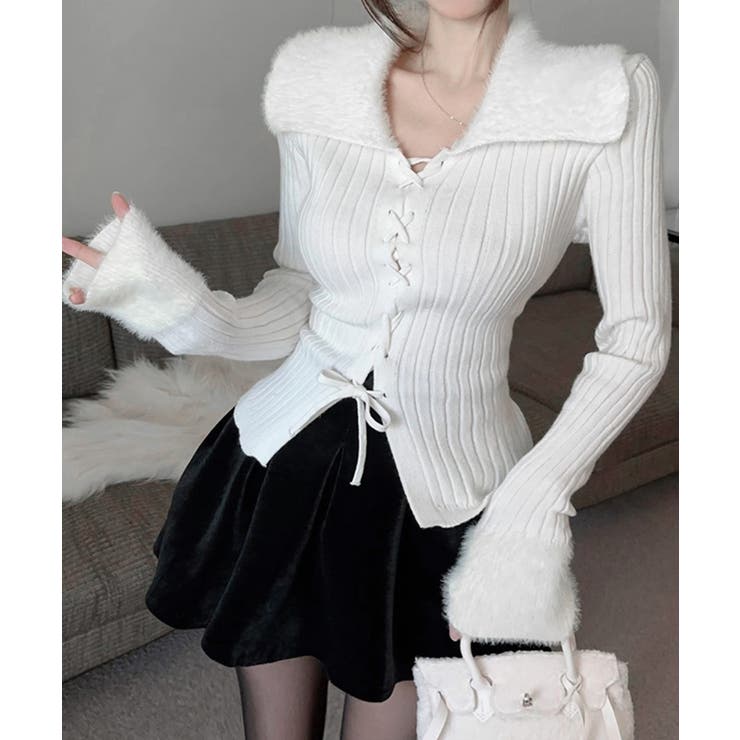 レースアップ リブニットトップス 着やせ | SUNSHINE CLOSET | 詳細画像9 