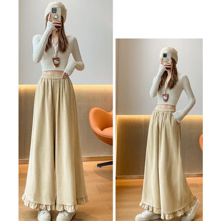 フリル裾ワイドパンツ コーデュロイパンツ | SUNSHINE CLOSET | 詳細画像20 