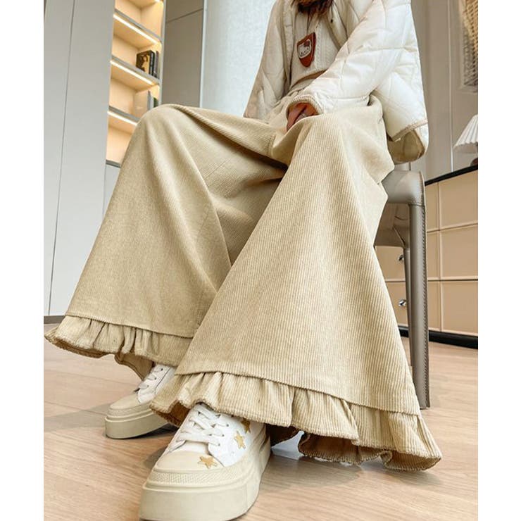 フリル裾ワイドパンツ コーデュロイパンツ | SUNSHINE CLOSET | 詳細画像9 