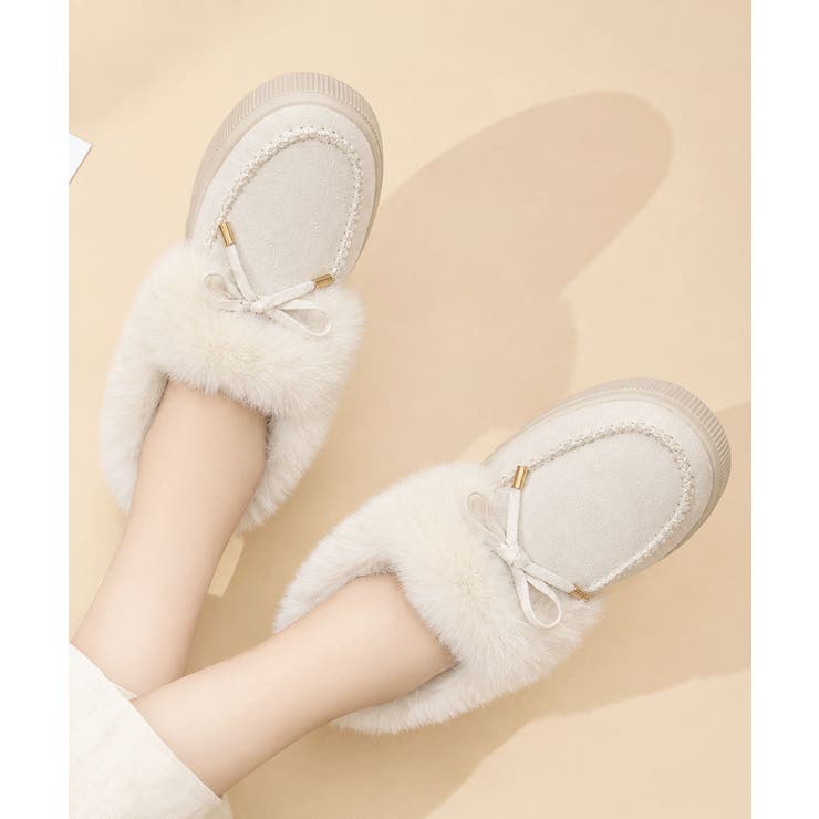 あったかボア付きスエード調フラットシューズ 軽量カジュアル秋冬防寒靴 歩きやすい… | SUNSHINE CLOSET | 詳細画像5 
