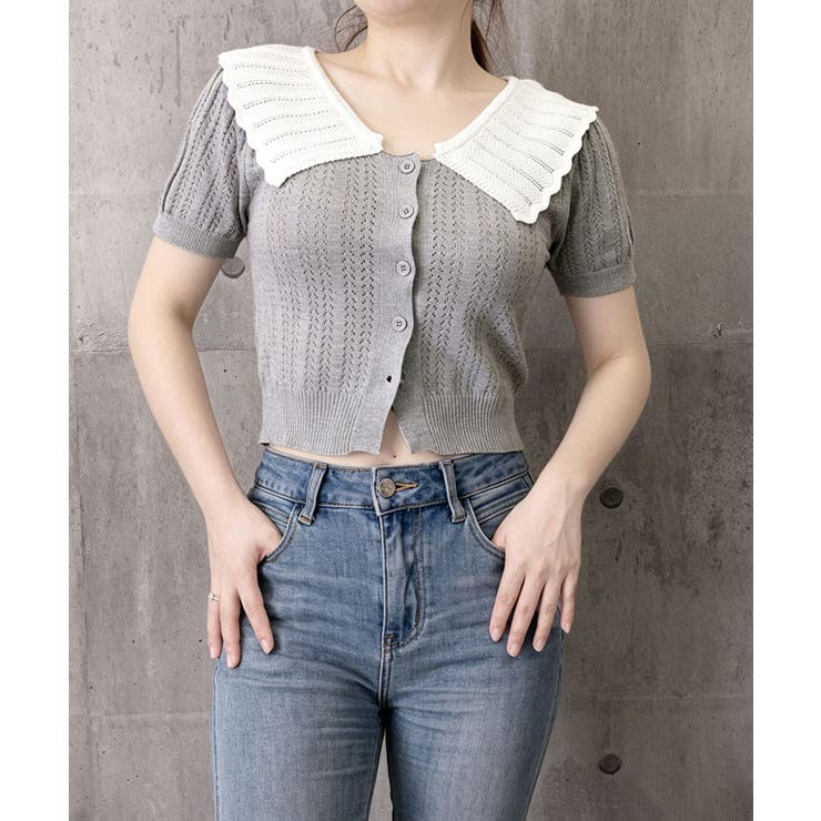 セーラー襟サマーニットレディース 大人可愛いショート丈ニットトップス春夏おしゃれ… | SUNSHINE CLOSET | 詳細画像13 