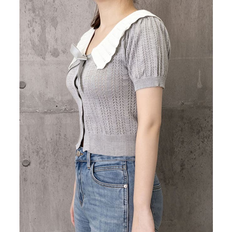 セーラー襟サマーニットレディース 大人可愛いショート丈ニットトップス春夏おしゃれ… | SUNSHINE CLOSET | 詳細画像14 