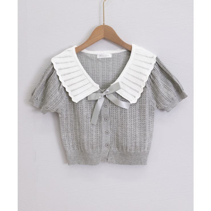 セーラー襟サマーニットレディース 大人可愛いショート丈ニットトップス春夏おしゃれ… | SUNSHINE CLOSET | 詳細画像16 