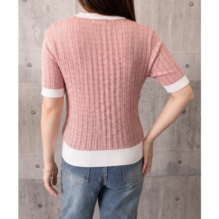 レトロ可愛い配色 パイピングリブニットプルオーバー クルーネックコンパクトニット… | SUNSHINE CLOSET | 詳細画像31 