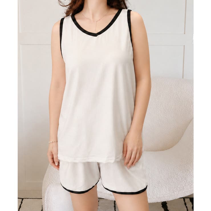 大人可愛い Vネックタンクトップ ショートパンツ上下セット | SUNSHINE CLOSET | 詳細画像5 
