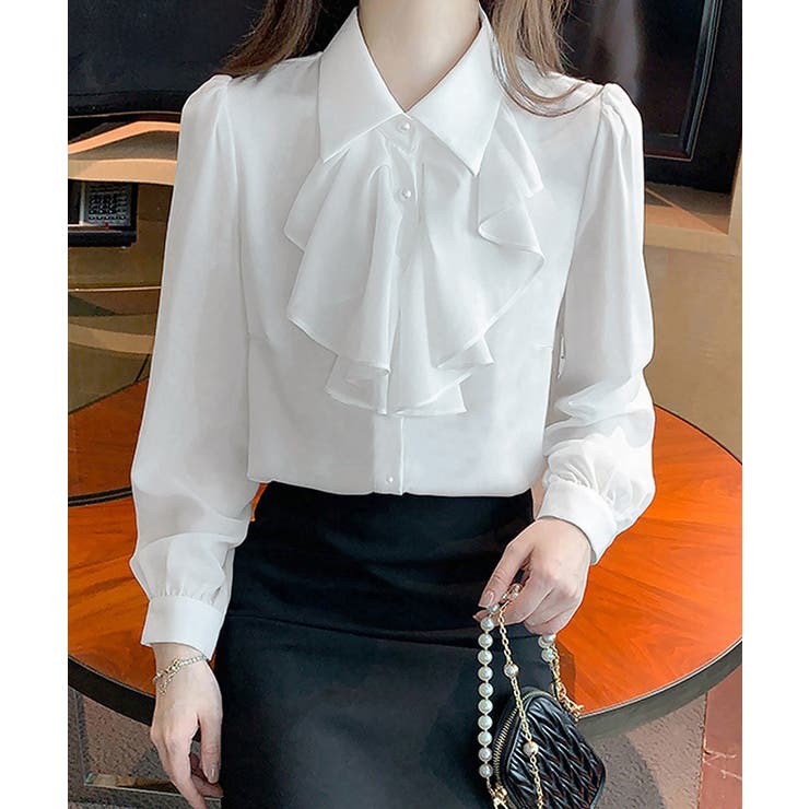 フリルリボンブラウス韓国風シャツブラウス | SUNSHINE CLOSET | 詳細画像1 