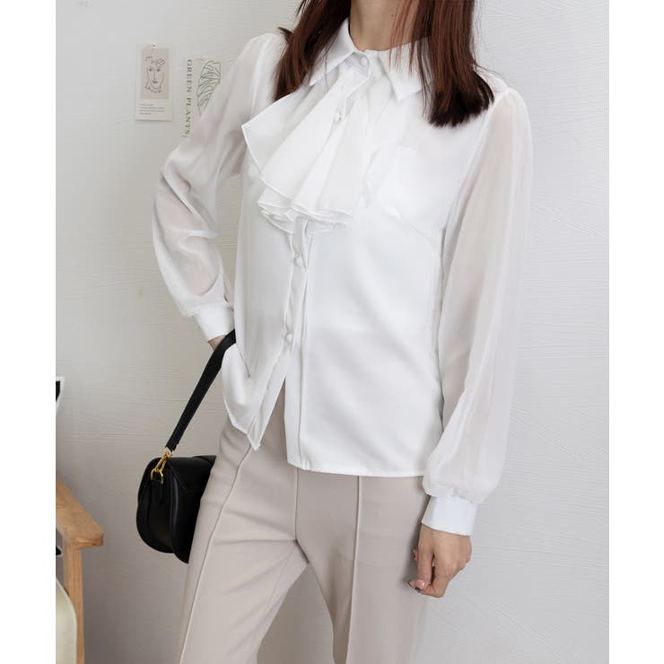 フリルリボンブラウス韓国風シャツブラウス | SUNSHINE CLOSET | 詳細画像14 