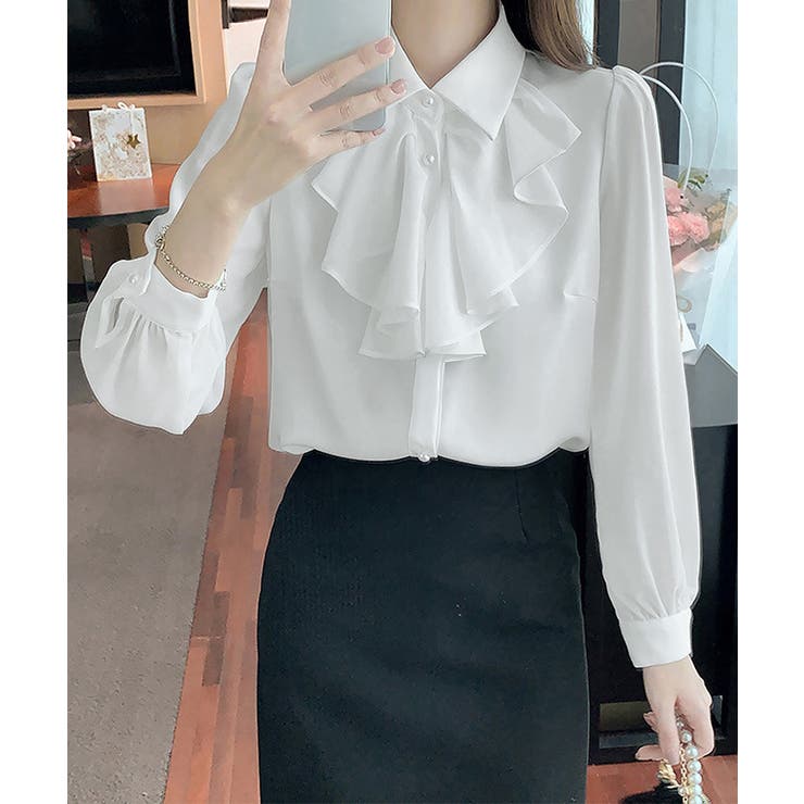 フリルリボンブラウス韓国風シャツブラウス | SUNSHINE CLOSET | 詳細画像2 