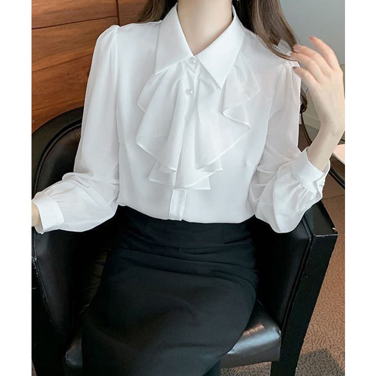 フリルリボンブラウス韓国風シャツブラウス | SUNSHINE CLOSET | 詳細画像3 