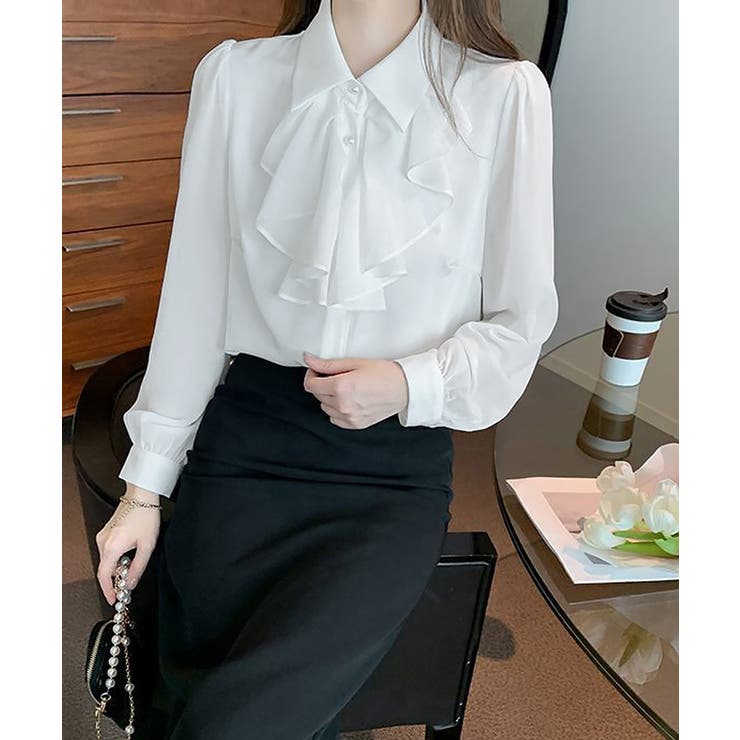 フリルリボンブラウス韓国風シャツブラウス | SUNSHINE CLOSET | 詳細画像4 