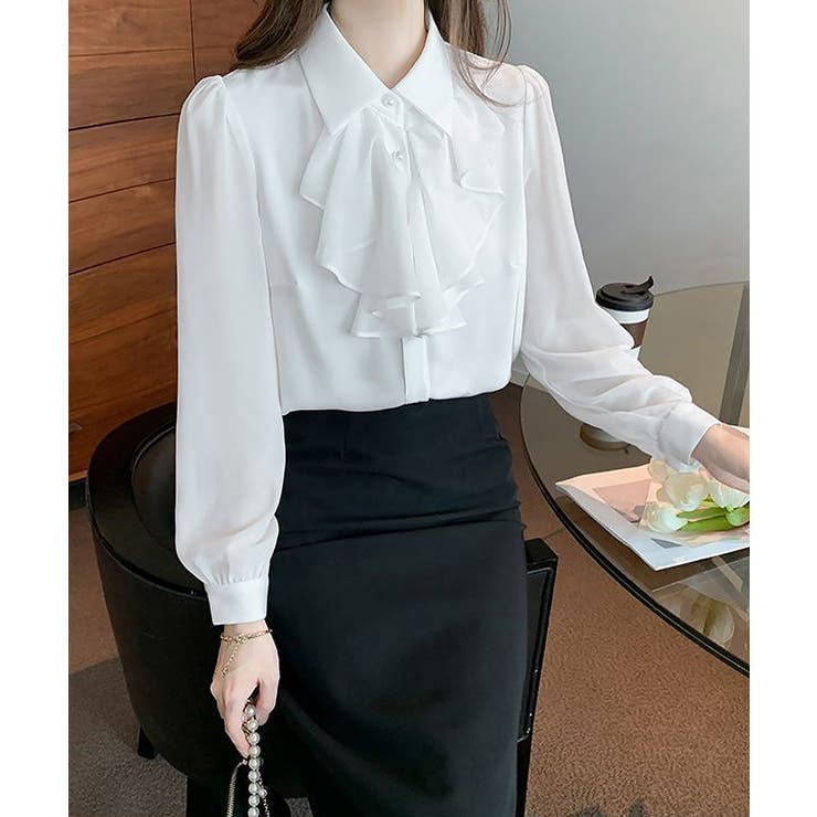 フリルリボンブラウス韓国風シャツブラウス | SUNSHINE CLOSET | 詳細画像5 