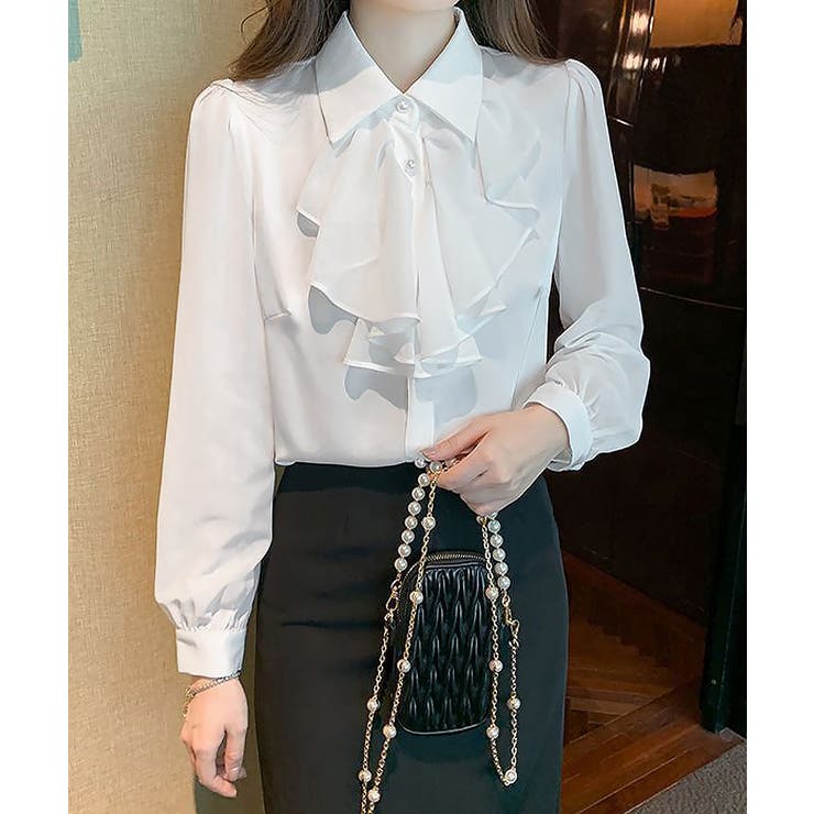 フリルリボンブラウス韓国風シャツブラウス | SUNSHINE CLOSET | 詳細画像7 