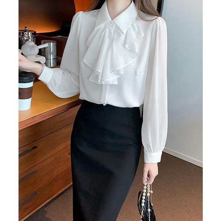 フリルリボンブラウス韓国風シャツブラウス | SUNSHINE CLOSET | 詳細画像8 