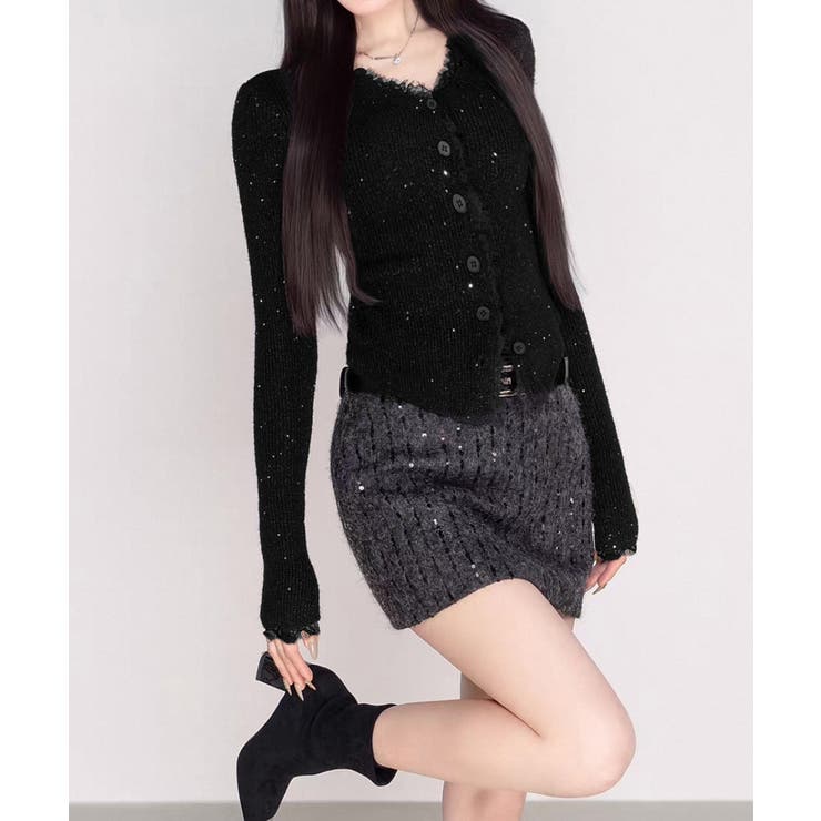 カラーネップヤーンニットカーディガン長袖 | SUNSHINE CLOSET | 詳細画像3 