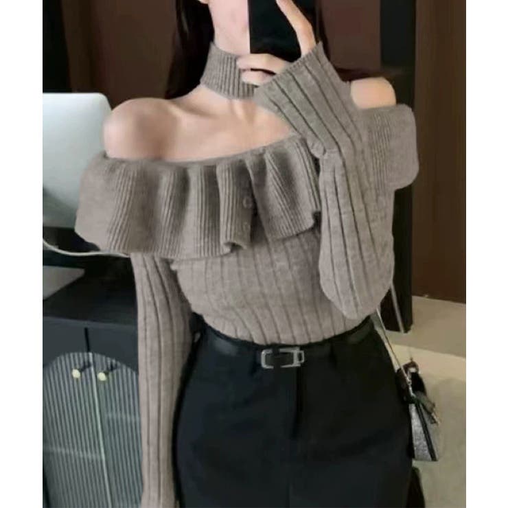 チョーカーネックニットトップスオフショル | SUNSHINE CLOSET | 詳細画像3 