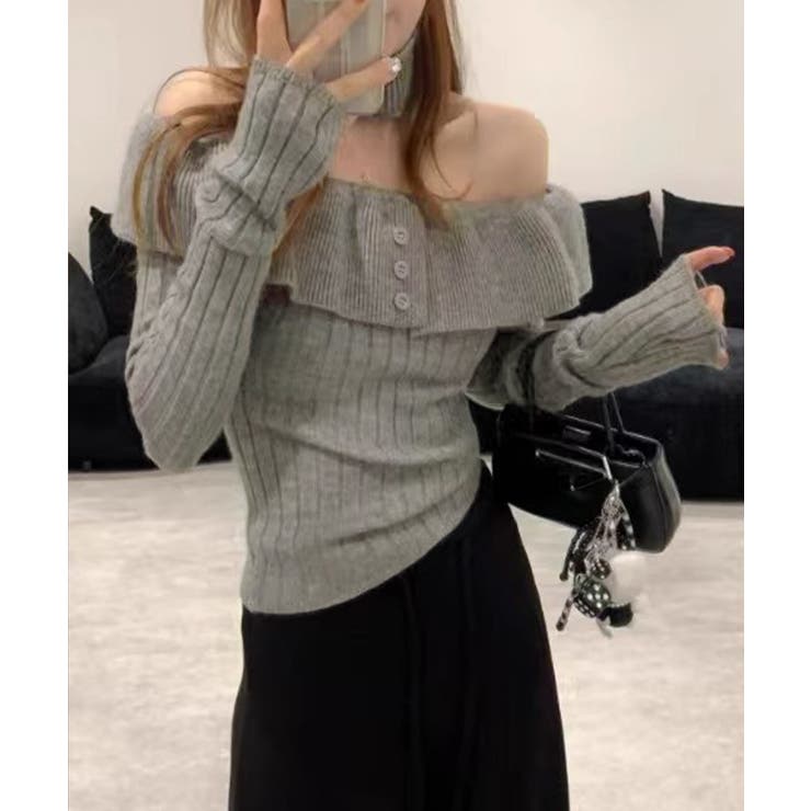 チョーカーネックニットトップスオフショル | SUNSHINE CLOSET | 詳細画像4 