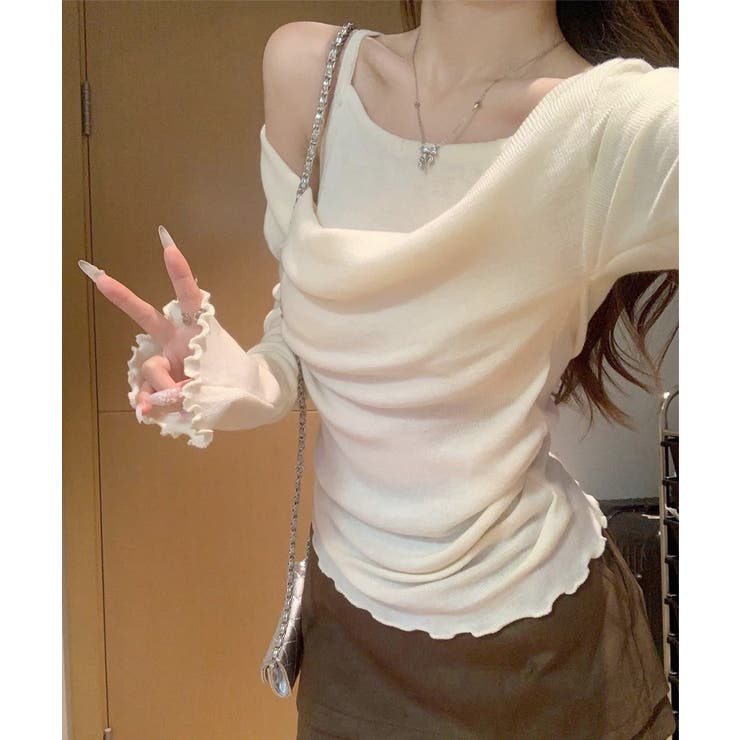 フェミニンオフショルダートップス春秋 レディース ドレープネックカットソーメロウ… | SUNSHINE CLOSET | 詳細画像10 