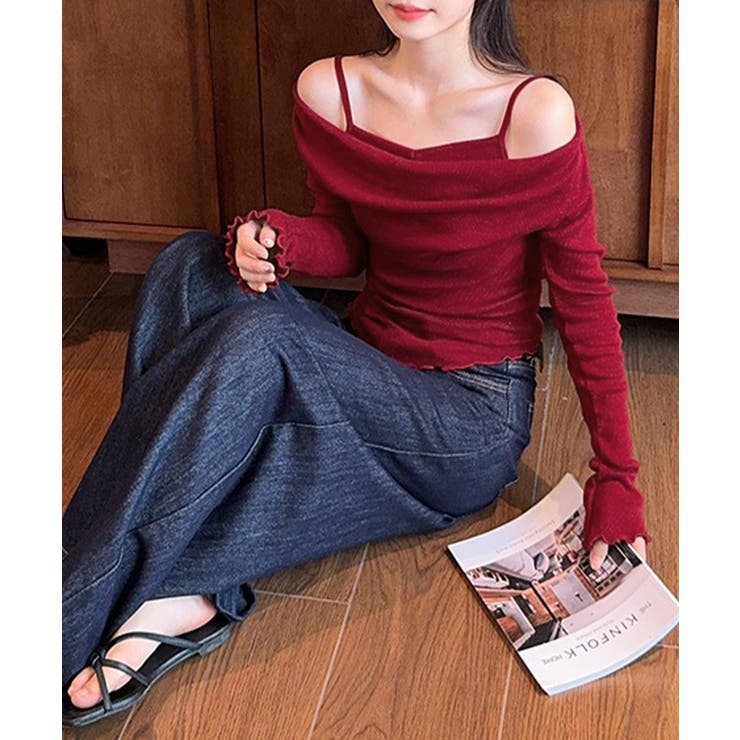 フェミニンオフショルダートップス春秋 レディース ドレープネックカットソーメロウ… | SUNSHINE CLOSET | 詳細画像15 