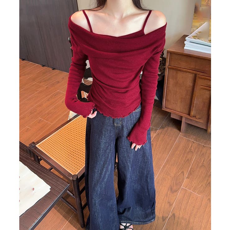 フェミニンオフショルダートップス春秋 レディース ドレープネックカットソーメロウ… | SUNSHINE CLOSET | 詳細画像16 
