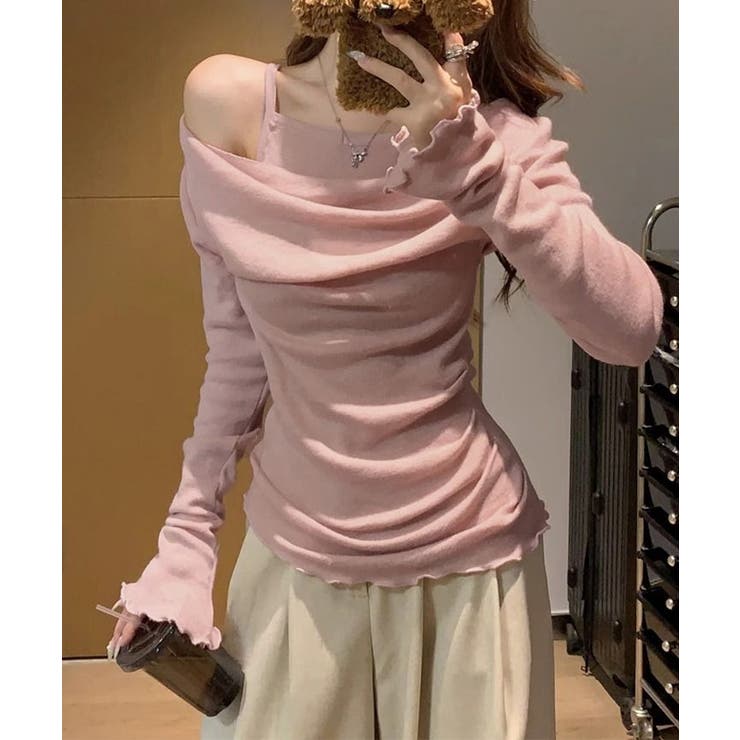 フェミニンオフショルダートップス春秋 レディース ドレープネックカットソーメロウ… | SUNSHINE CLOSET | 詳細画像2 